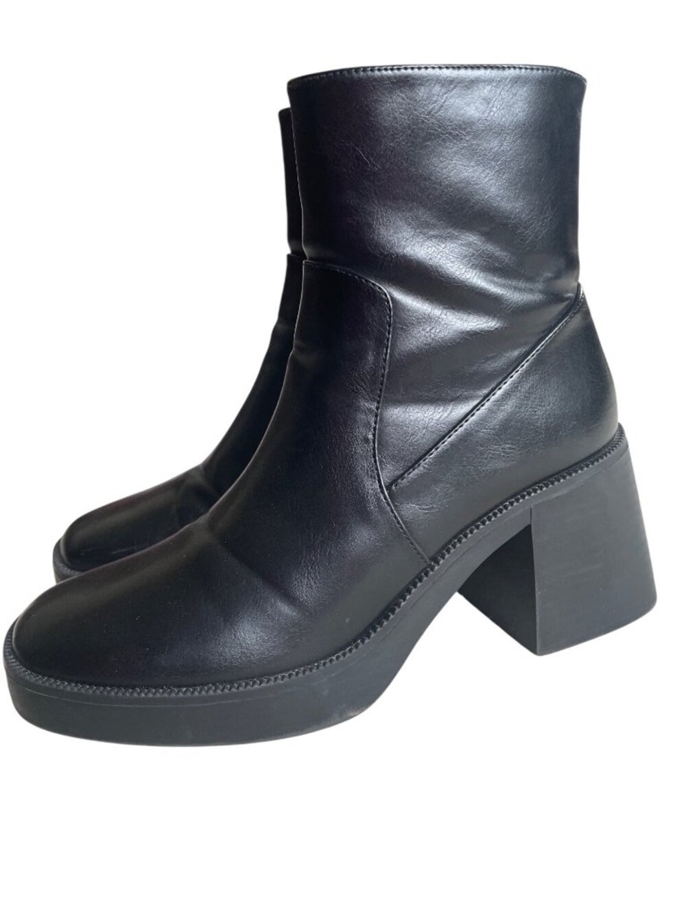 Princess Polly Lexus Chunky Block Heel Platform Ankle Boots Black Size 9 Goth - Picture 1 of 12